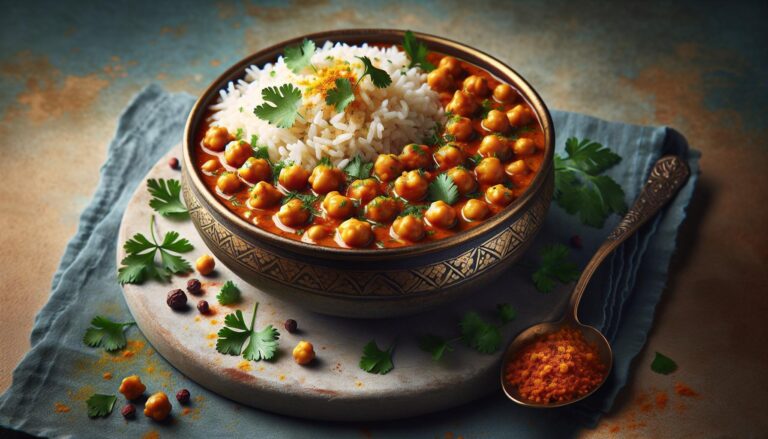 Cizrnové kari s rýží