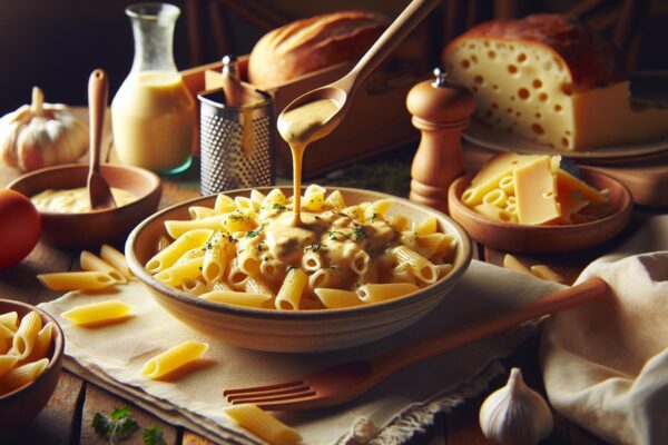 Domácí těstoviny se sýrovou omáčkou