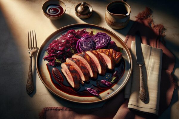 Kachní prsa s červeným zelím