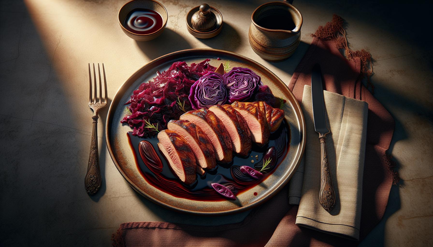 Kachní prsa s červeným zelím