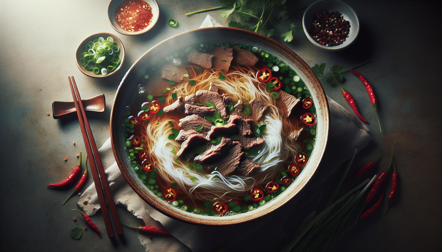 Hovězí pho s rýžovými nudlemi