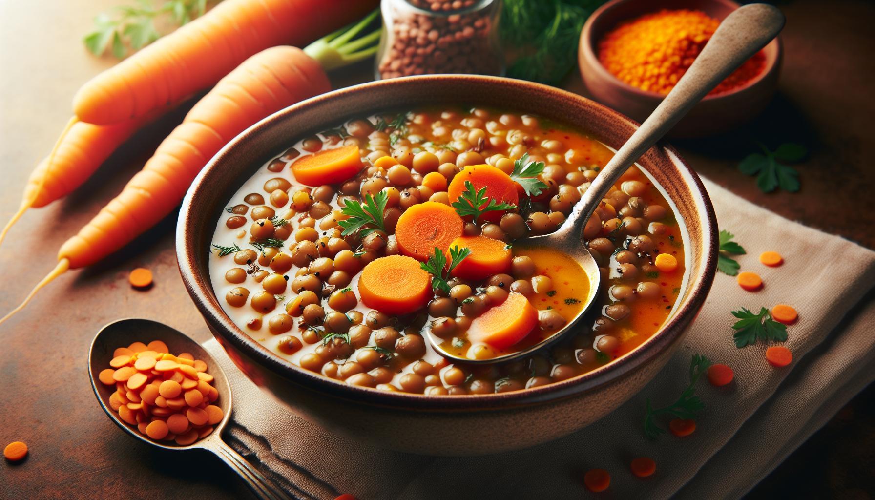 Veganská čočková polévka s mrkví