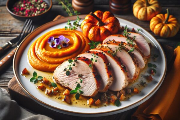 Krůtí prsa s dýňovým pyré