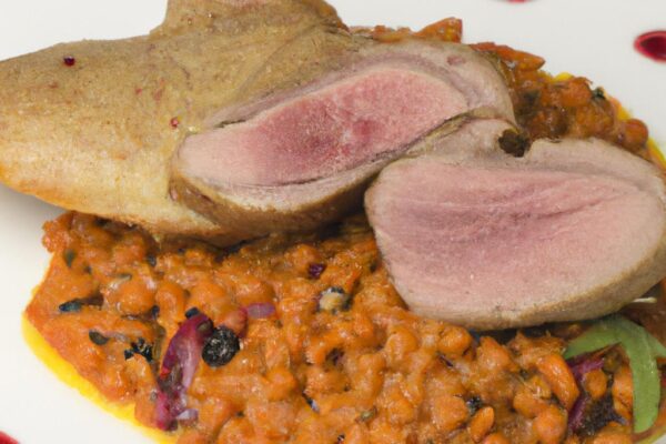 Kachní prsa s červenou čočkou