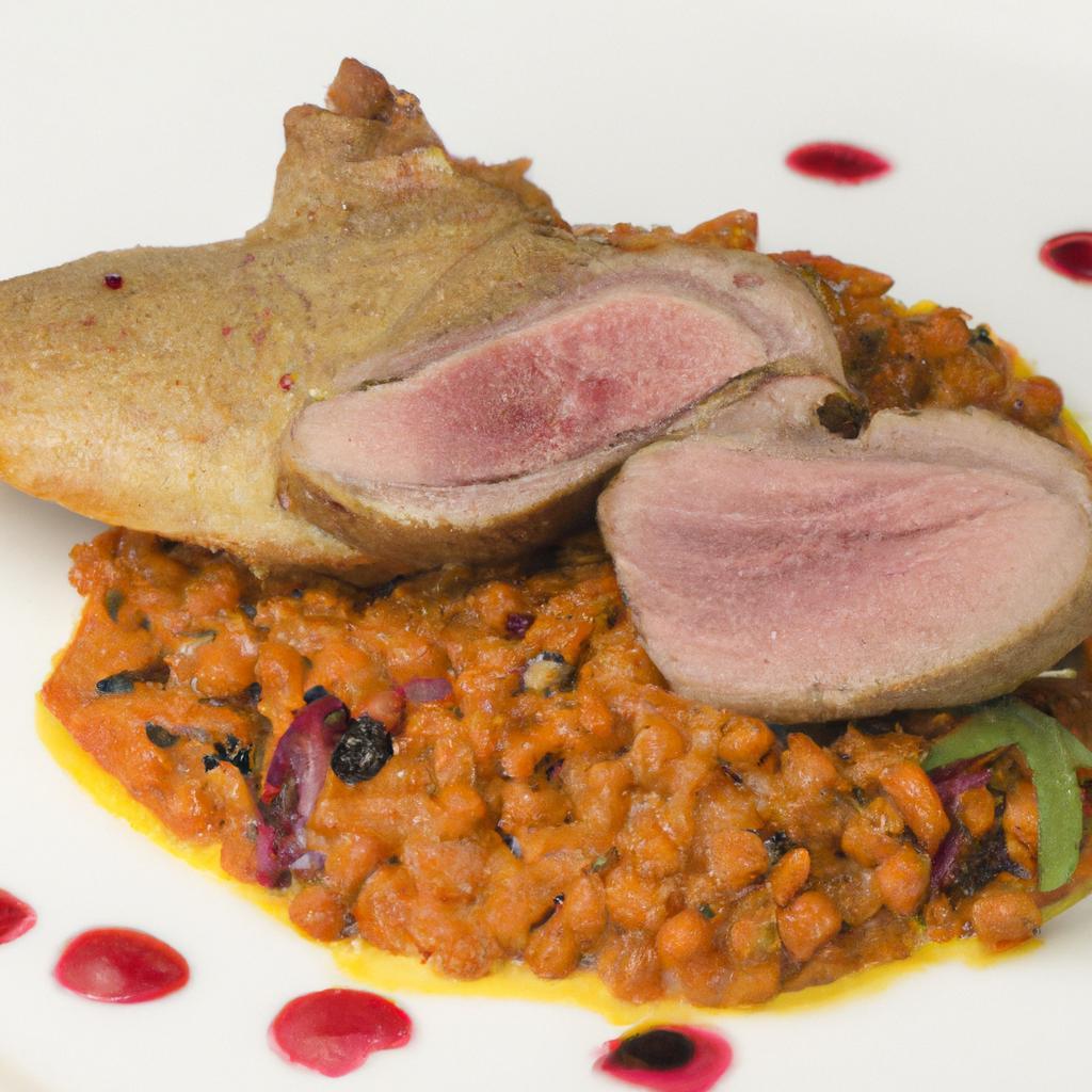 Kachní prsa s červenou čočkou