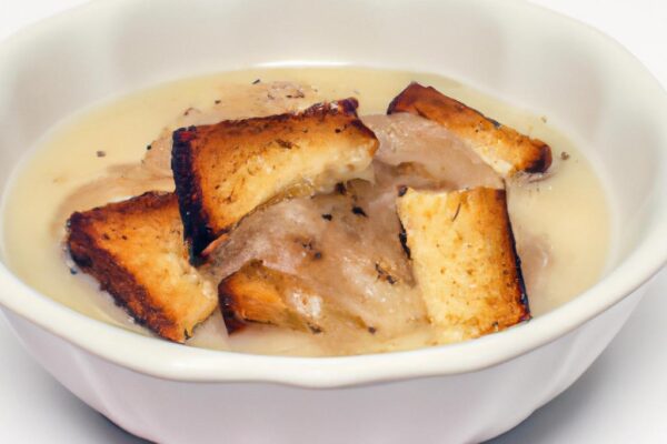 Polévka cibulačka s krutony