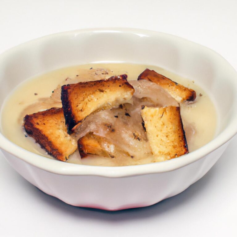 Polévka cibulačka s krutony