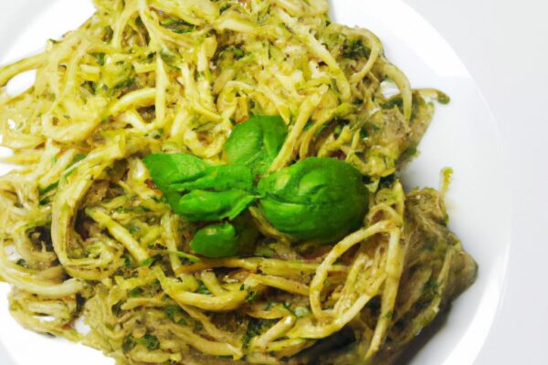 Domácí špagety s bazalkovým pestem