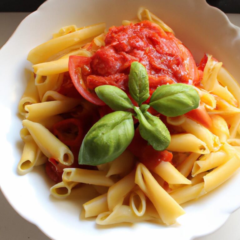 Těstoviny s rajčaty a bazalkou
