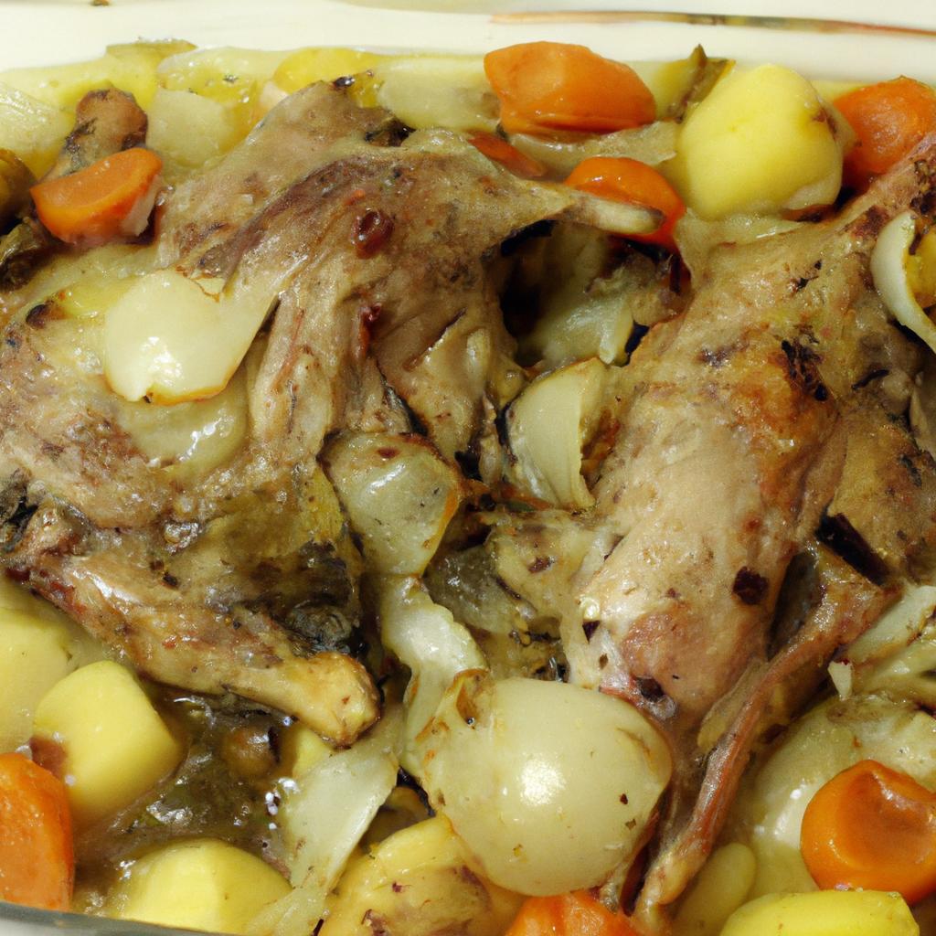 Pečený králík s kořenovou zeleninou