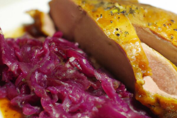 Pečené kachní prso s červeným zelím