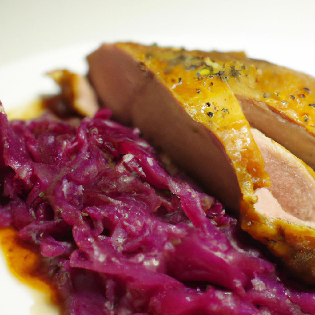 Pečené kachní prso s červeným zelím