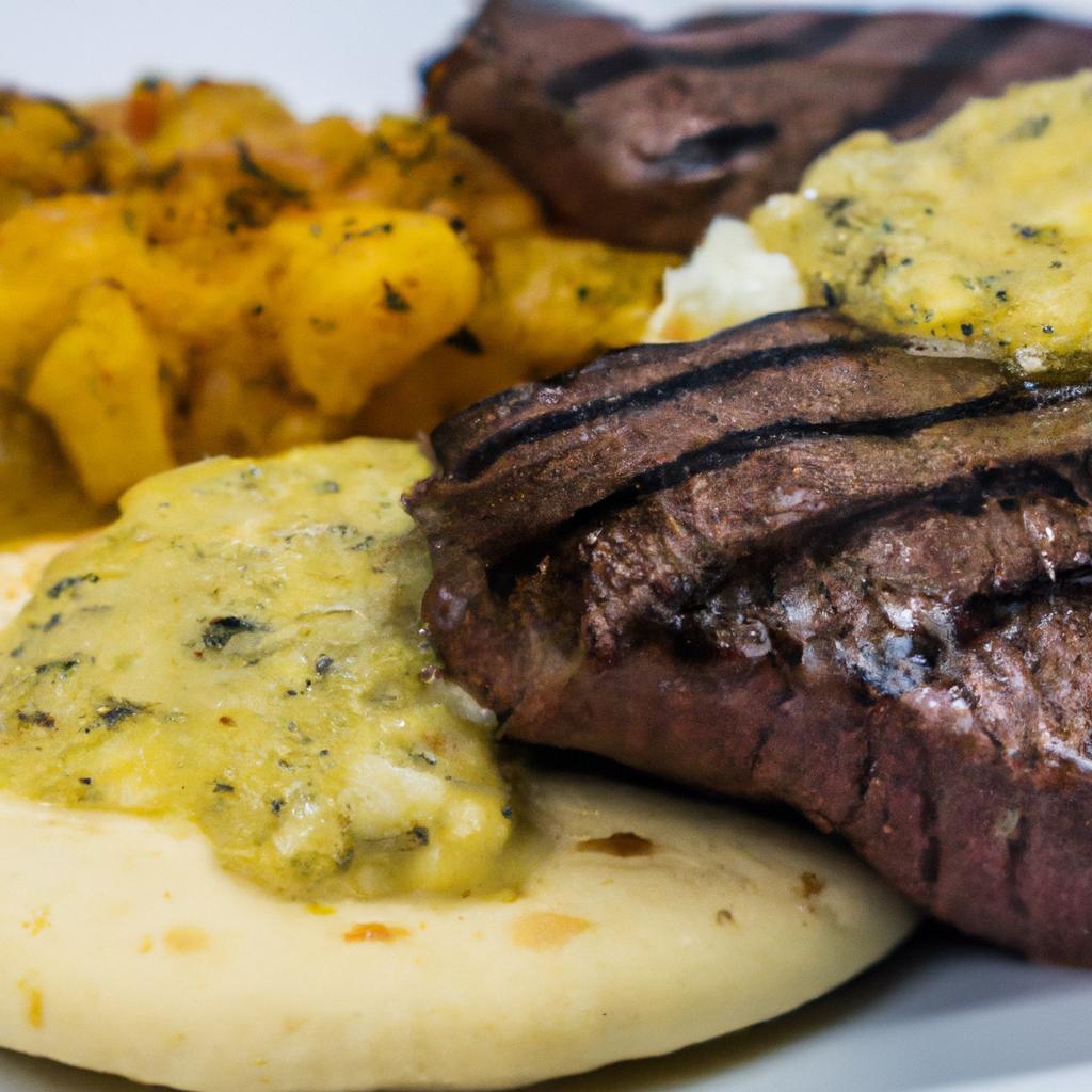 Grilované hovězí steak s arepou