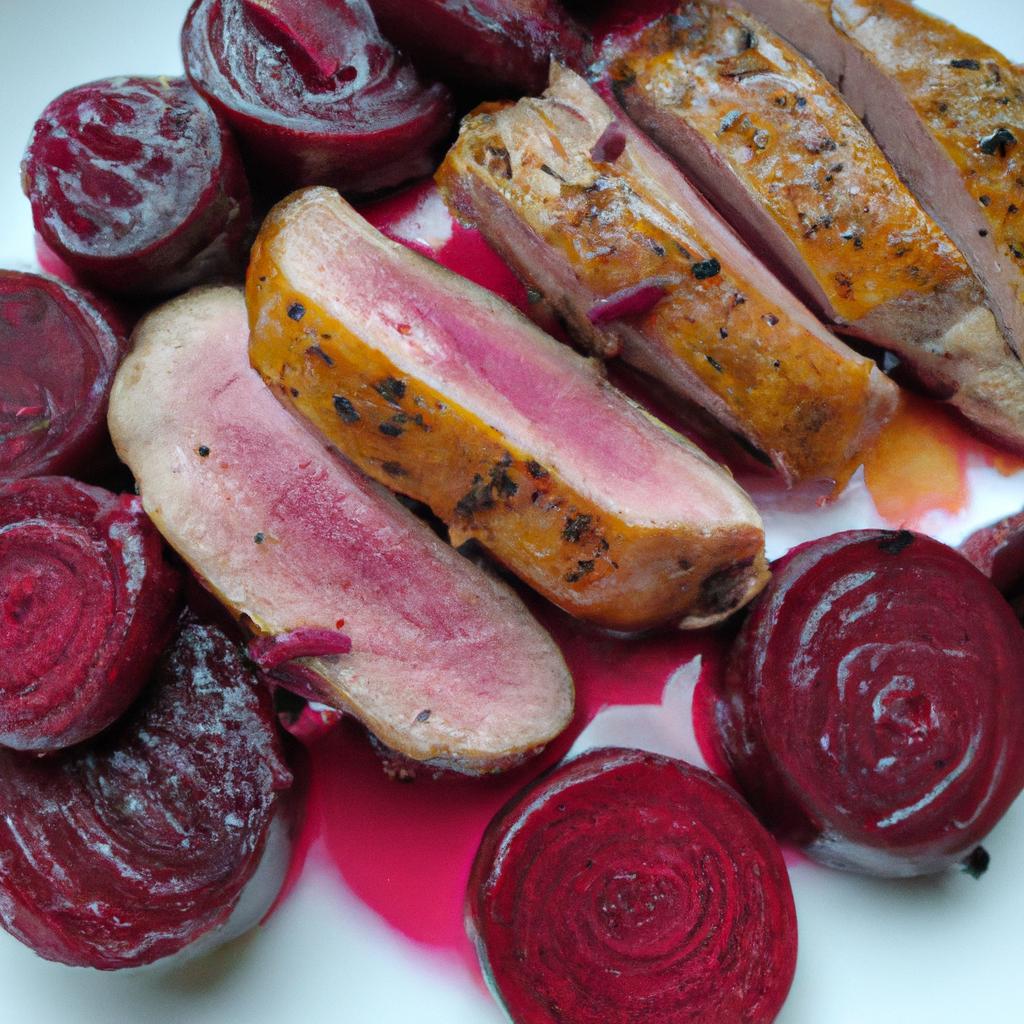 Kachní prsa s červenou řepou